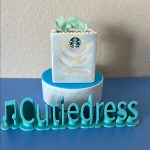 Starbucks Iridescent Bag Ornament with Mint Ribbon